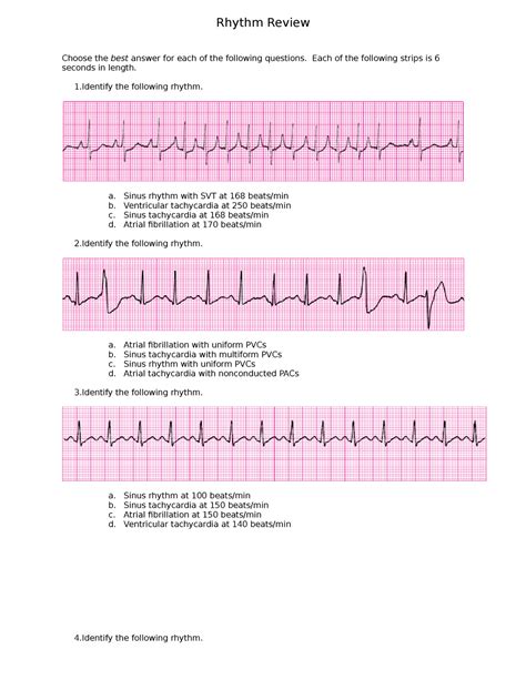 Test For Ecg Rhythm Strip Interpretation Basic-Lesson 6