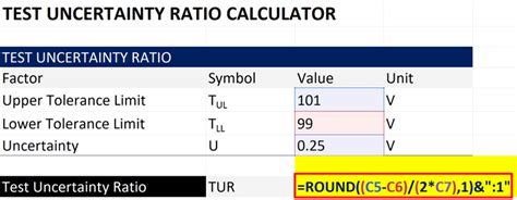 test uncertainty ratio calculator