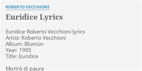 Here Testi Roberto Vecchioni Euridice More