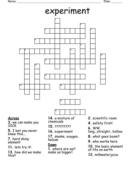 Testing Experiment Crossword
