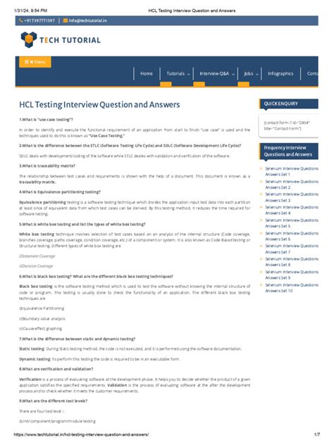 Testing Interview Questions For Hcl