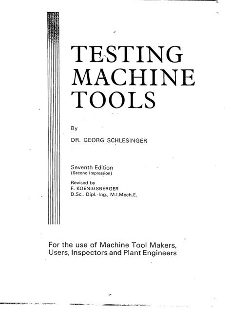 Testing Machine Tools Schlesinger