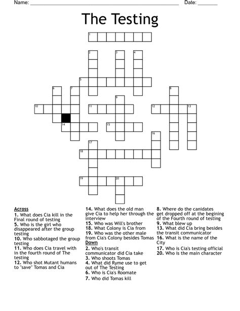 Testing Official Crossword Clue