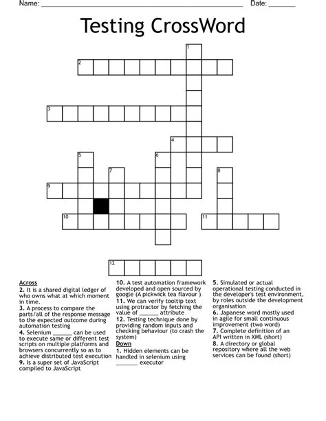 Testing Times Crossword