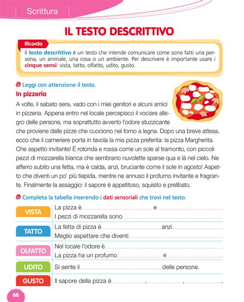 testo descrittivo con esercizi