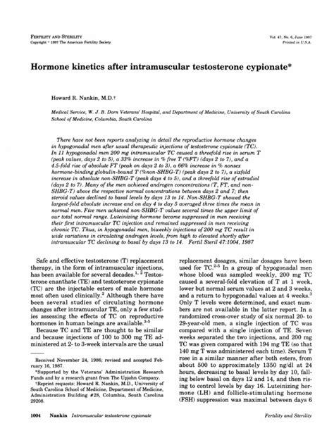Testosterone Cypionate Kinetics