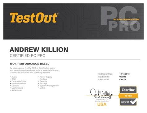 Testout Pro Certification
