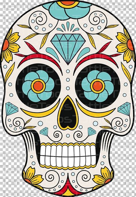 Gothique sucre Motif tête de mort mexicain jaune avec Evil Eyes