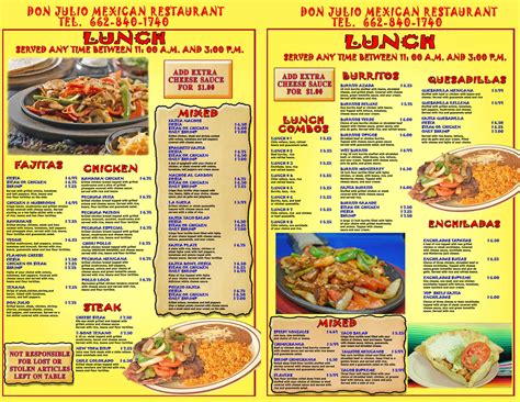 tex mex food menu