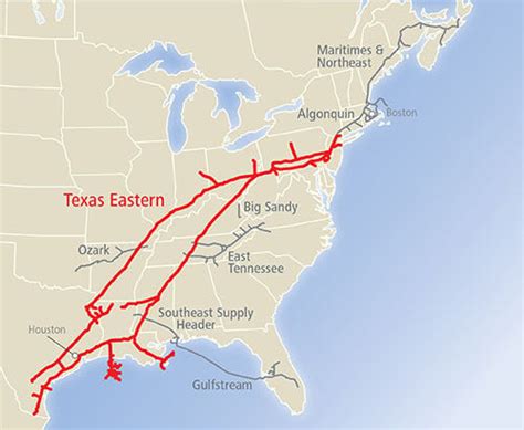 texas eastern pipeline map