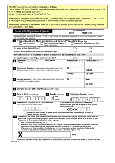 texas online voter registration form