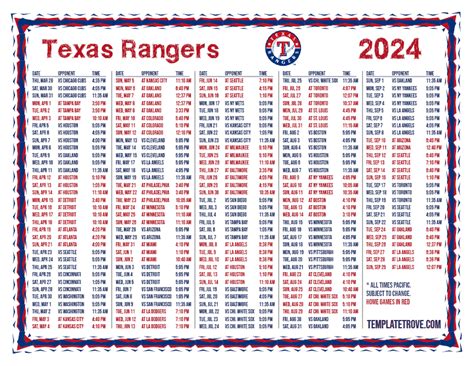 texas ranger baseball schedule 2021