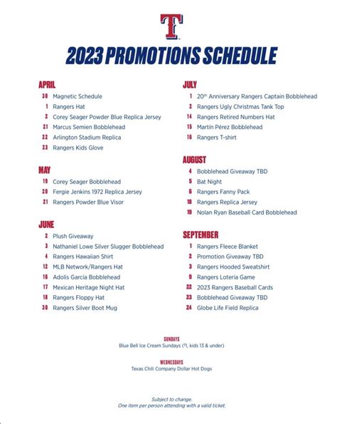 texas ranger promotions 2023
