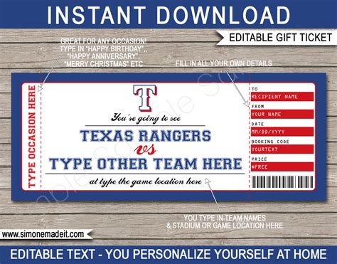 texas rangers gift certificate