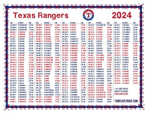 texas rangers schedule 2010