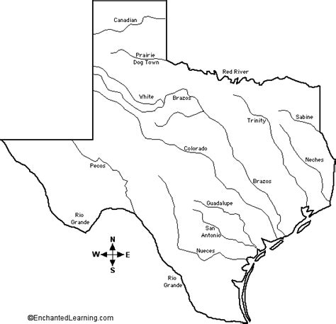 Texas Rivers Map Not Labeled Printable