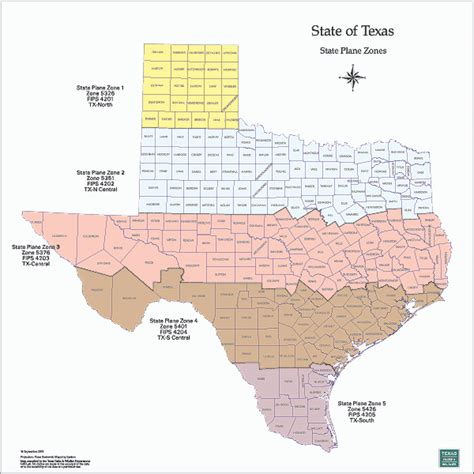 Texas State Plane Coordinate Map Printable Map