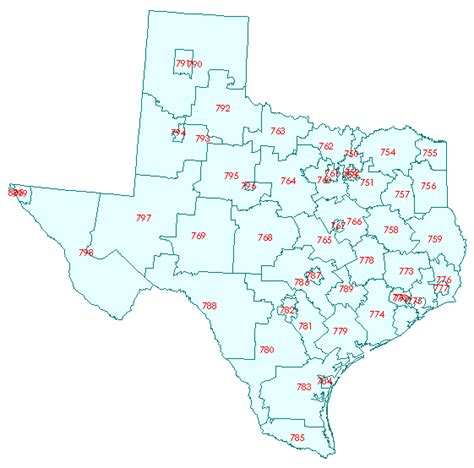 texas zip code map first 3 digits