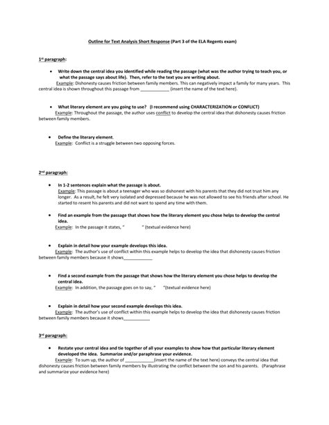text analysis response example regents