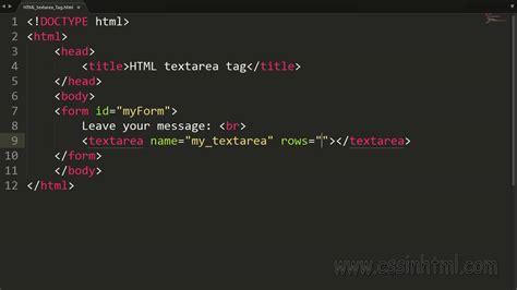 text area in html code