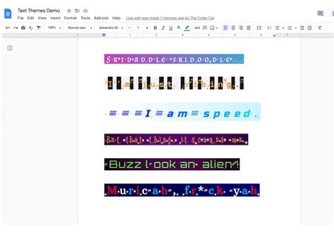 text effects in google docs