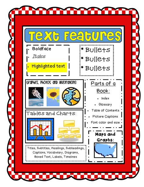 text features worksheet 2nd grade