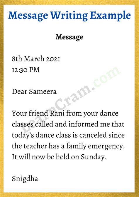 text message format writing examples