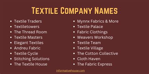 textile company name list