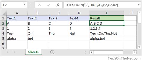 Excel Textjoin Function