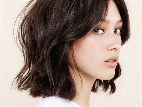 Tousled Layered Bob with Textured Waves and Chocolate Color