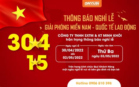 thông báo lịch nghỉ lễ 30 4 1 5