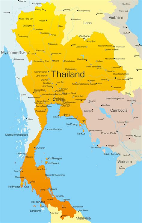 Karta Thailand se de största städerna i Thailand på kartan