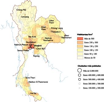 thailand map with cities and population