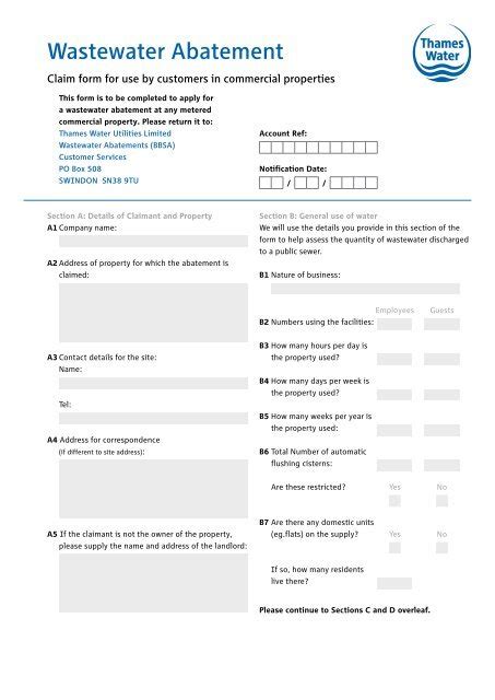 thames water disconnection application form