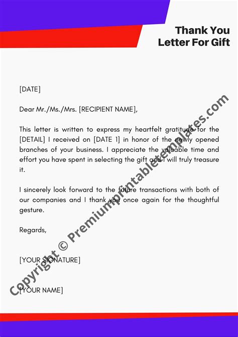 Thank You Letter Template For Gift Sample & Examples