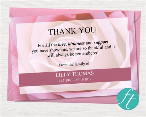 Thank You Card For Funeral Donation