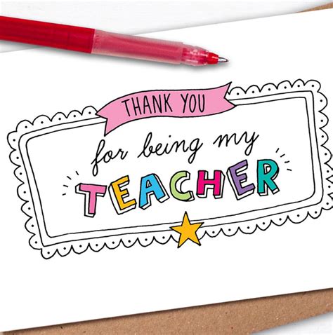 Thank You Card For Teacher From Student