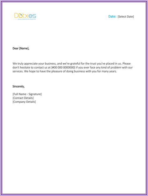 Thank You for Your Business Email Template