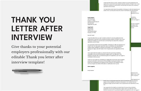 Thank You Note After Interview Title