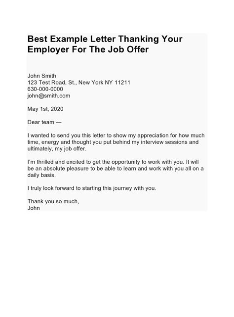 Thank You Letter For Job Offer Thank you letter, Thank