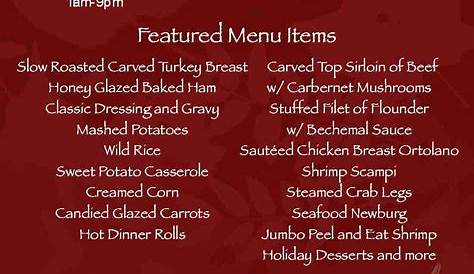 Thanksgiving Dinner Buffet Menu