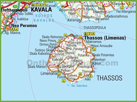 Large detailed map of Thasos Thasos, Detailed map, Map
