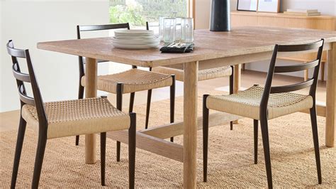 84 OFF West Elm West Elm Extendable Glass & Wood Dining Set with Upholstered Tufted Chairs