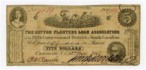 1862 Cotton Planters Loan Association, Unionville, SC 5 Note No.2911