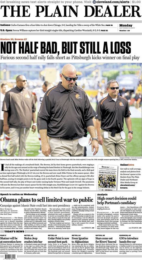 The Plain Dealer's front page for Sunday, Nov. 14, 2010