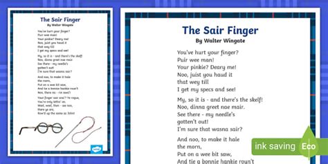 The Sair Finger Poem Activity Printable CfE Resources