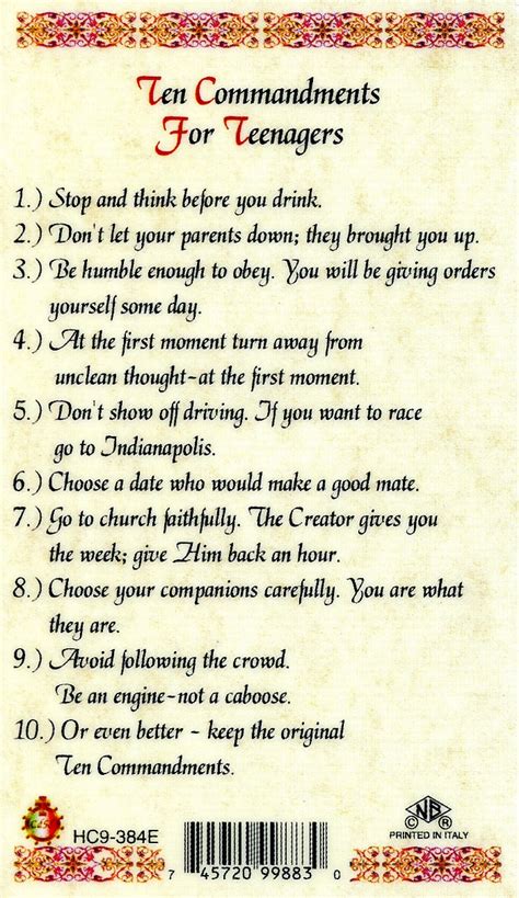the 10 commandments for teens