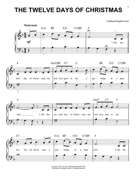 the 12 days of christmas sheet music