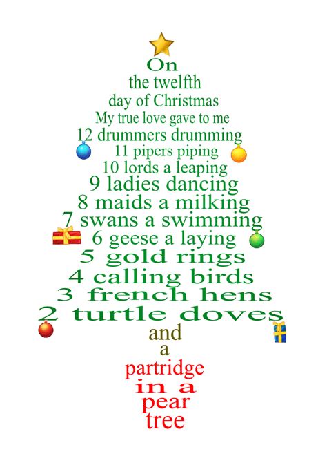 the 12 days of christmas words