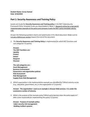 The Access Control Policy Is Implemented For Which Nist Function And Sub-Categories